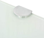 Corner Shelf Wall Mounted 13.8x13.8 Inch, Tempered Glass Floating Shelf with Chrome Supports for Bathroom Kitchen, White Modern Decorative Storage for Plants Books
