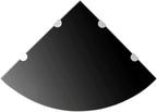 Corner Shelf Wall Mounted Black Tempered Glass Floating Shelf for Bathroom Kitchen Living Room Storage, 17.7 x 17.7 Inch Triangular Display Organizer