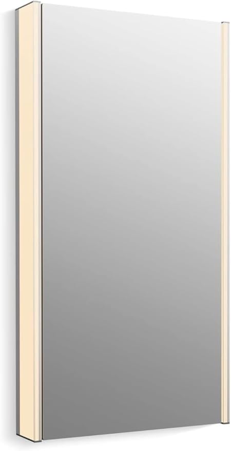Kohler 81148-SLE-DA1 Maxstow Frameless Medicine Cabinet Mirror with Lights, LED Light, Mirror Door & Staggered Shelves, Rectangular Frame, 22 in. W x 40 in. H