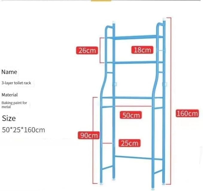 3-Shelf Bathroom Organizer Over The Toilet, Bathroom Spacesaver (Blue)