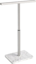 Hand Towel Holder Stand, T-Shape Hand Towel Rack for Bathroom, Hand Towel Stainless Steel for Kitchen Vanity Countertop, Marble Base Brushed Adjustable 9.06" -17.68"