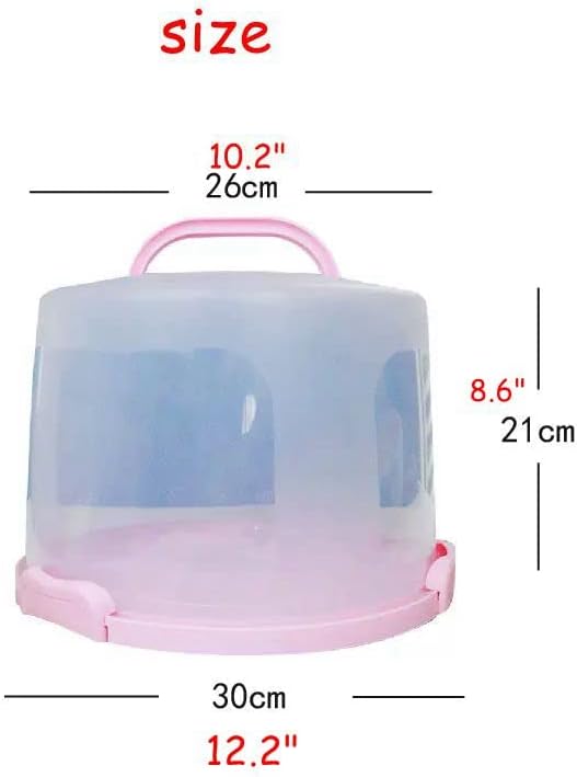 Cake Carrier Round Cake Stand Plus Height Cake Container with Cupcakes Pad, Handle, Lid Reusable Package Box for Transporting Desserts,Pie,Toast,Fruit