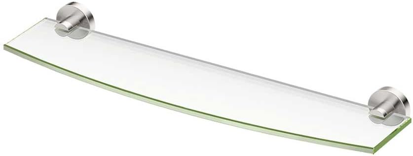 Gatco 4646 Glam Glass Shelf, 20 Inch, Satin Nickel / Wall Mounted 20.13" X 5.50" Tempered Curved Glass Shelf