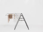 Brabantia HangOn Clothes Drying Rack | 82ft (25m) | Matt Black | Large Indoor Clothes Airer Laundry Stand with 2 Fold-Out Wings & Hanger Hooks, Folds Flat | Fits 2 Full Loads