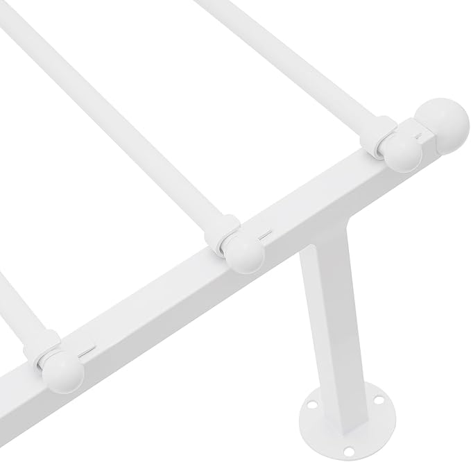 Heavy Duty Iron Ribbon Organizer Rack Wall Mounted, 12-Rod Modern Metal Craft Organizer for Ribbons, Wrapping Paper, Vinyl Rolls, Space Saving Storage Rack for Florist, Home (White)