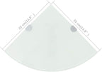 White Tempered Glass Corner Shelf, 13.8 Inch Triangular Floating Wall Shelves for Bathroom, Living Room, Kitchen, Modern Display Storage Rack, 33lb Weight Capacity