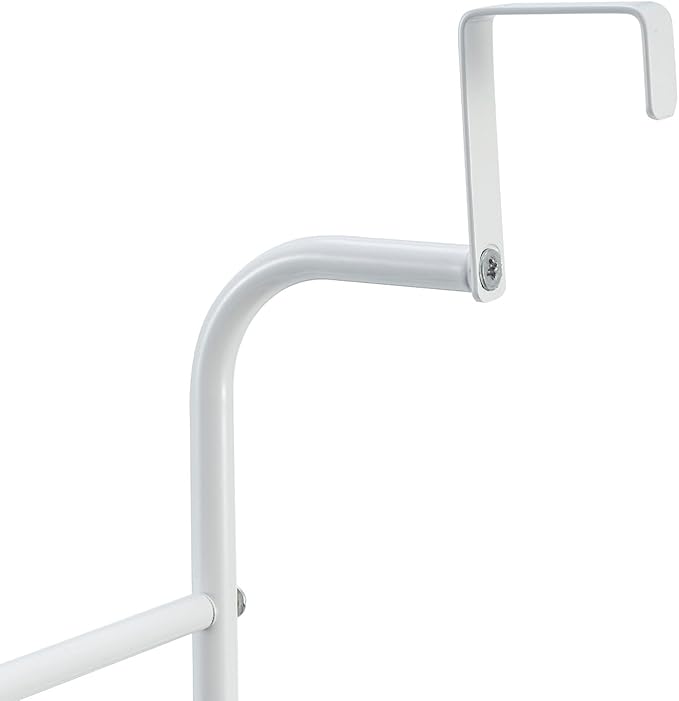 MyGift 4 Tier Over The Door Towel Rack, Bathroom Towel Holder Ladder, Space Saving Over Shower Door Drying Rack for Towels & Blankets, White Metal