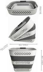 SAMMART 40L (10.5 Gallon) Collapsible Plastic Laundry Basket with Handles - Foldable Pop Up Storage Container/Organizer - Portable Laundry Hamper - Space Saving (2, Grey)