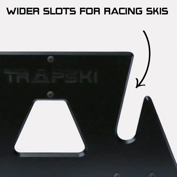 TRAPSKI Mobile Racing and XC Ski Rack Marine Grade HDPE Plastic | UV Protected | Premium Strap Included | 3 Year Warranty | Made in The USA | Veteran Owned Business (Black, Double)