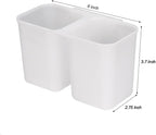 SANNO Dish Rack Utensil Holder, Hanging Cutlery Drainer Caddy with Hooks, 2 Compartment Flatware Organizer for Forks, Spoons, Knives, Fits Over Most Dish Drying Racks, White