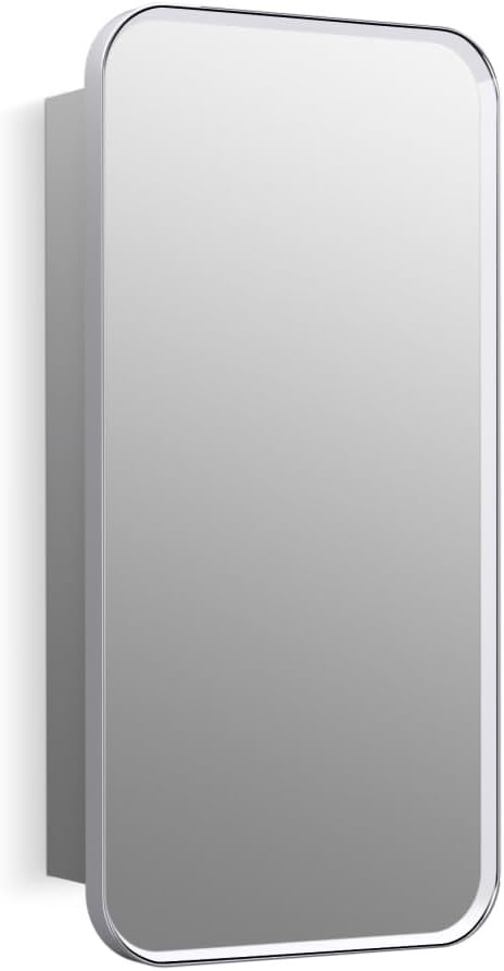 Kohler 35569-CPL Verdera® Framed Bathroom Medicine Cabinet with Mirror, Rectangle Design, Adjustable Shelves, Bathroom Storage, 15 in. W x 30 in. H, Polished Chrome