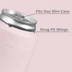 HydroJug Slim Can Cooler - 2-in-1 Insulated Can Cooler Cup - Stainless Steel Slim Can Holder with Non-Slip Rubber Base - Screw-Top Lid - Dishwasher Safe - 12oz, Pink Sand