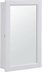 Design House Concord Medicine Cabinet, 1 Mirrored Door, Pre-Assembled, White Frame Wall Cabinet, 16 in W x 5 in D x 26 in H, 590505-WHT