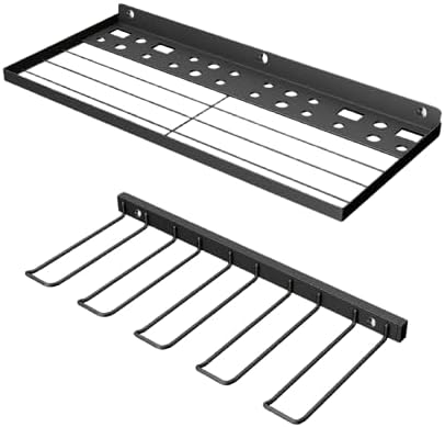 3-Tier Wall Mounted Power Tool Organizer, Heavy Duty Storage Rack, Tool Shelf for Garage & Workshop (2-Tier with 4 Slots)