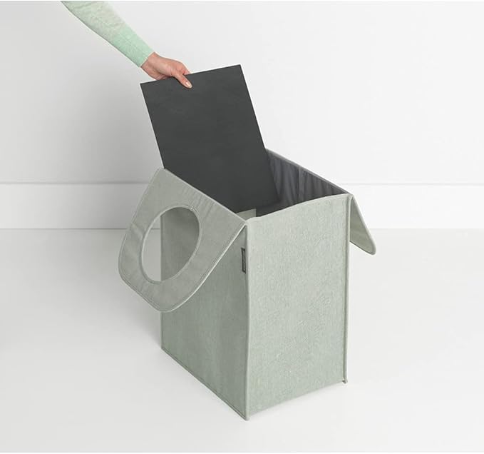Brabantia Rectangular Laundry Bag (14.5 Gal / Green) Foldable, Space Efficient Hamper with Large Opening for Dirty Clothes