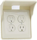 Power Perch Double Wall Outlet Shelf with Cord Storage Strap - Declutter & Reclaim Bathroom Counter Space - Alexa Stand, Apple Homepod Shelf, Toothbrush Holders Wall Mounted - Almond, 1-Pack