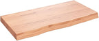 vidaXL Light Brown Bathroom Countertop - Solid Oak Wood with Varnish Finish, Handmade with Live Edge, Versatile Use & Durable Construction(31.5"x15.7"x(0.8"-2.4"))