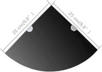 Corner Shelf Set of 2, 9.8 Inch Floating Wall Shelves, Black Tempered Glass Triangular Storage Display for Bathroom, Living Room, Kitchen, Office Decor