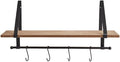 Farmhouse Bathroom Collection - Wall Shelf w/Hooks Natural