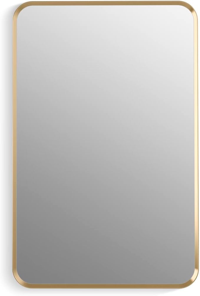 Kohler 35570-BGL Verdera® Framed Bathroom Medicine Cabinet with Mirror, Rectangular Design, Mirrored Interior, Adjustable Glass Shelves, Rustproof, 22 in. W x 34 in. H, Moderne Brushed Gold