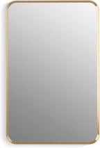 Kohler 35570-BGL Verdera® Framed Bathroom Medicine Cabinet with Mirror, Rectangular Design, Mirrored Interior, Adjustable Glass Shelves, Rustproof, 22 in. W x 34 in. H, Moderne Brushed Gold
