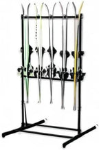 StoreYourBoard Teal Triangle Freestanding Ski Storage Rack for Garage, 5 Ski and Pole Organizer Floor Stand, Heavy Duty, Fully Adjustable for All-Mountain, Wide, Powder, and Backcountry Skis