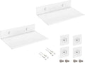 Z metnal Small Floating Shelves, Renter Friendly Mini Metal Display Shelf for Collection Action Figures, Aluminum, Adhesive & Wall Mounted, White, 6 inch, 2 Pack