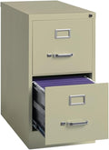 Pemberly Row 2 Drawers 28.38" Vertical Beige Metal Filing Cabinet Lockable Pre-Assembled Stationary Letter Size for Home, Office