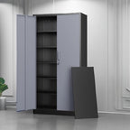 Letaya Metal Storage Cabinets with Lock Door and 5 Adjustable Shelves, Steel Garage Tool Organization Cabinets for Home,Utility Room, Warehouse,Lockers(71"-Black Gray) | Lock Door, 5 Adjustable Shelves, Garage, Lockers