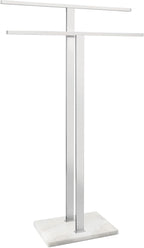 Koville Standing Towel Rack for Bathroom with Marble Base, 2-Tier No-Drill Floor Bathroom Towel Rack with Sturdy 304 Stainless Steel, Easy Assembly Heavy-Duty Towel Stand for Home