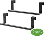 9" Over The Cabinet Towel Bar Holders, Handing Towel and Washcloth Rack for Bathroom and Kitchen, Stainless Steel, 2 Pack (Cool Black)