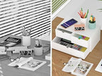 Wisuce Bamboo Desk Organizer - Mini Bamboo Desk Drawer Tabletop Cosmetic Storage Organization for Office or Home White