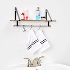 Farmhouse Bathroom Collection - Wall Shelf w/Hooks Natural