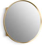 Kohler 35572-BGL Verdera® Framed Medicine Cabinet Mirror, Mirrored Interior, Adjustable Glass Shelf, Rustproof, Bathroom Storage, 24" Round Design, Moderne Brushed Gold