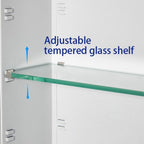 Bathroom Medicine Cabinet with Beveled Edge Mirrored Door 24 x 30 inch, Recessed or Surface Mount, with Adjustable Glass Shelves