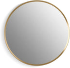 Kohler 35572-BGL Verdera® Framed Medicine Cabinet Mirror, Mirrored Interior, Adjustable Glass Shelf, Rustproof, Bathroom Storage, 24" Round Design, Moderne Brushed Gold
