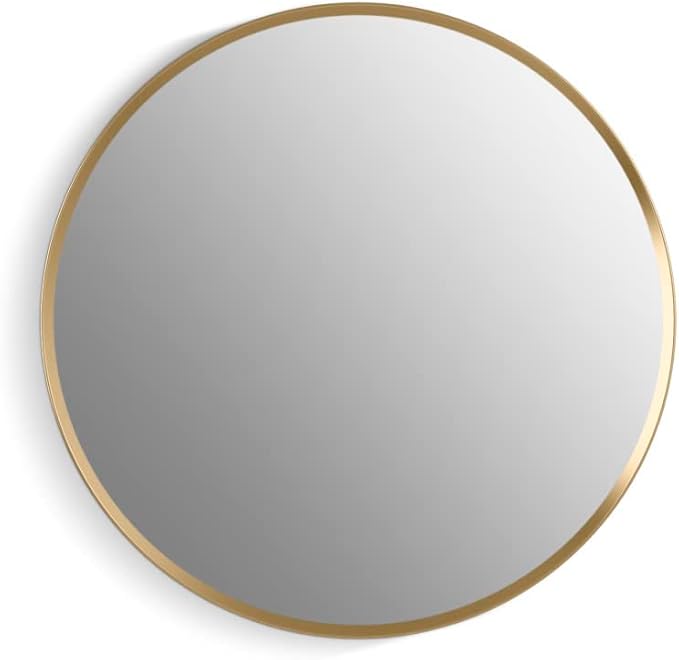 Kohler 35572-BGL Verdera® Framed Medicine Cabinet Mirror, Mirrored Interior, Adjustable Glass Shelf, Rustproof, Bathroom Storage, 24" Round Design, Moderne Brushed Gold