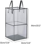 Pop Up Laundry Baskets - Mesh Collapsible Laundry Hampers Storage with Handle - Foldable for Washing Storage, Great for The Kids Room, College Dorm, Travel Organizer (Black/Double Layer)