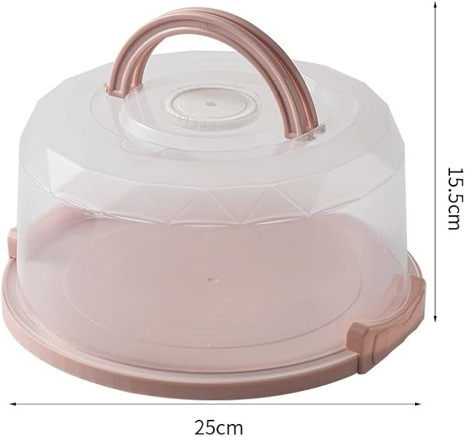 Pie Cake Carrier Cake Keeper Round Multiuse Muffins Cake Carrier with Lid for Dishes Vegetables Picnic Desserts Fruits (Pink)