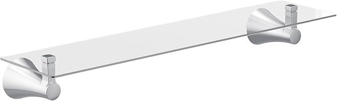 Moen Flara Chrome Glass Bathroom Vanity Shelf, 21" W x 5.19" D x 3" H, YB0390CH