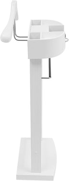 Suit Valet Stand for Men, Wood Freestanding Clothing Rack with Drawer, Top Tray, Contour Hanger, Trouser Bar, Tie & Belt Hooks and Shoe Rack Suit Stand