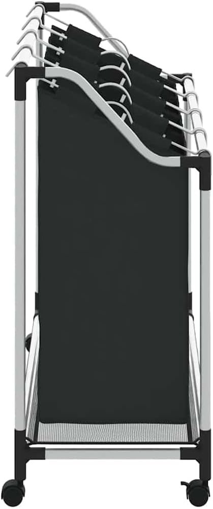 vidaXL Laundry Sorter with 4 Bags Black Gray Cart Organizer Clothes Basket
