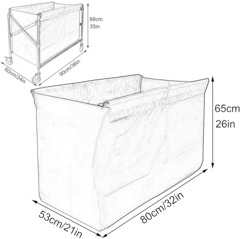 Waterproof Replacement Liner Bag for Laundry Cart - Durable Removable Ox Cloth Storage Bag for Rolling Laundry Basket - Ideal for Home & Laundry Organization