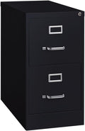 Pemberly Row 2 Drawers 28.38" Vertical Black Metal Filing Cabinet Lockable Pre-Assembled Stationary Letter Size for Home, Office