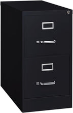 Pemberly Row 2 Drawers 28.38" Vertical Black Metal Filing Cabinet Lockable Pre-Assembled Stationary Letter Size for Home, Office