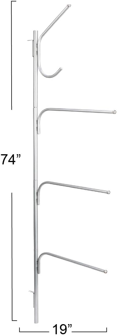 Household Essentials Hinge-It Clutterbuster Steel Valet Family Towel Bar, Silver