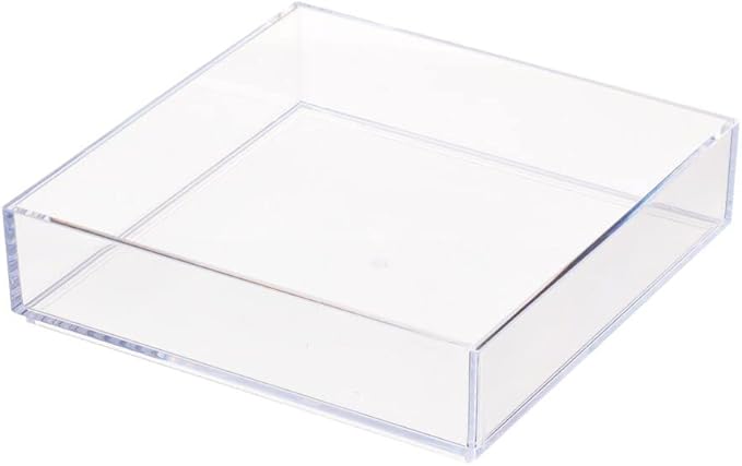 iDesign Decorative Countertop Vanity Tray Organizer for Bathroom, Bedroom, Closet, Entryway, The Clarity Collection – 8" x 8" x 2", Clear