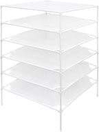 6 Layer Sweater Drying Rack Mesh Foldable,Stackable,White