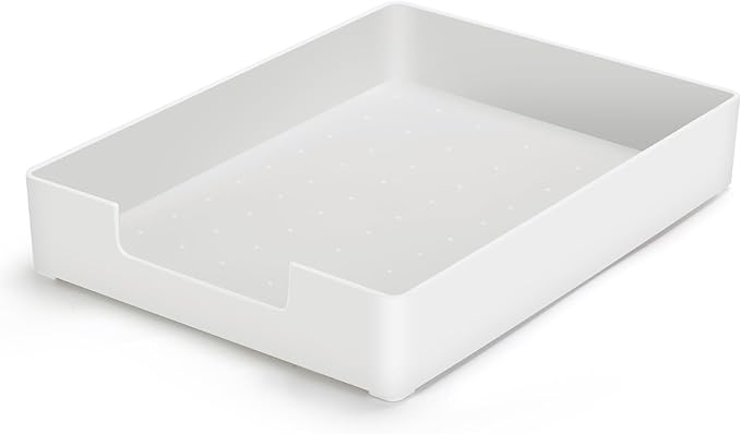 Letter-Size Tray Desk Letter Tray Paper Tray, Sturdy Heavy-Duty Plastic Printer Paper Tray, Single-Tier Stackable File Storage Organizer for Office Home (White)