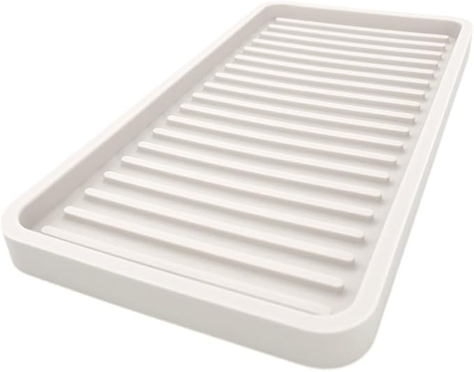 Happitasa Silicone Kitchen Sink Organizer Tray, Sponge Holder and Countertop Protector | Bathroom and Kitchen Soap Dish and Dispenser Tray (Vanilla Cream, 10"x5.25", 10.4 Ounces)